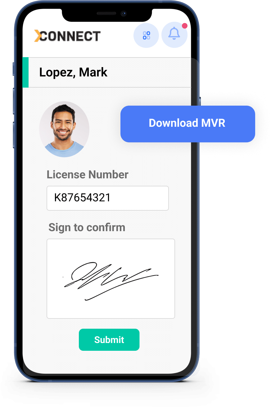 Electronic MVR Authorization form in phone